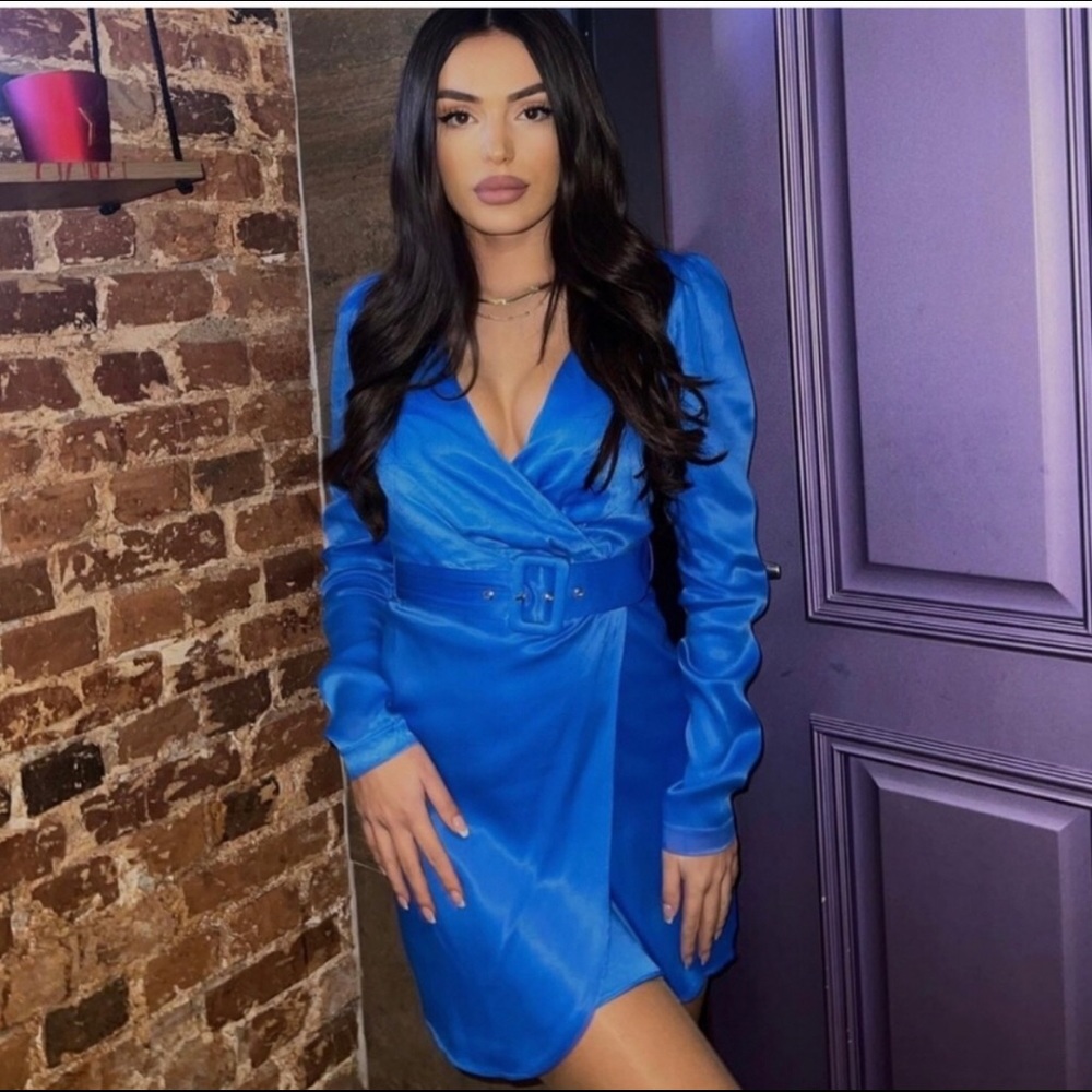 Satin effect dress size small.